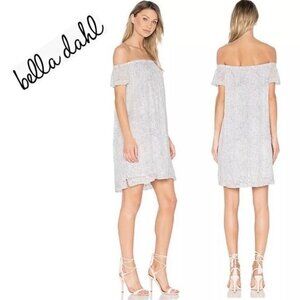 Anthropologie Bella Dahl Dress XS Off Shoulder White Gray Speckled Mini